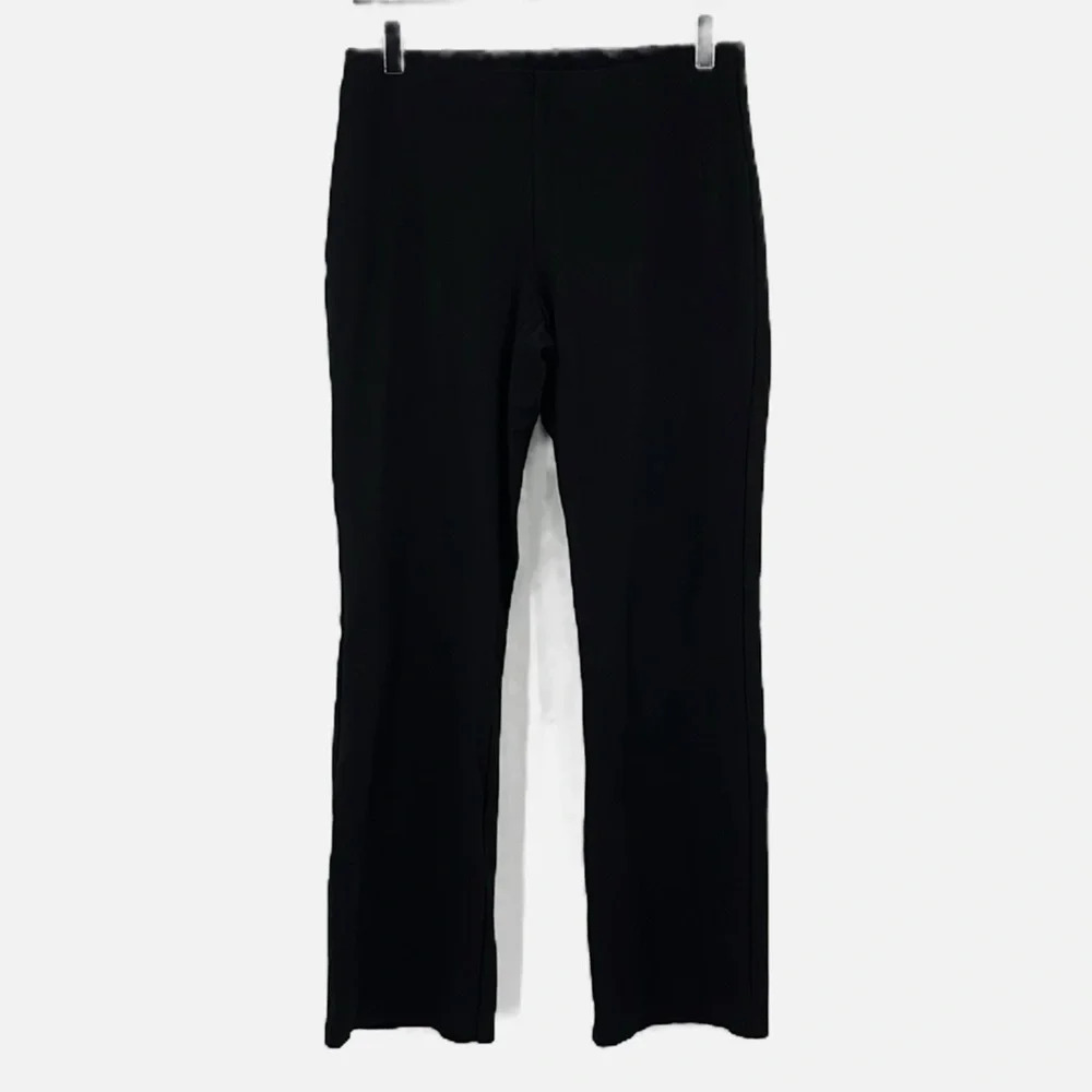 Eileen Fisher Stretch Knit Pull On Straight Leg Pants in Black - Size XS